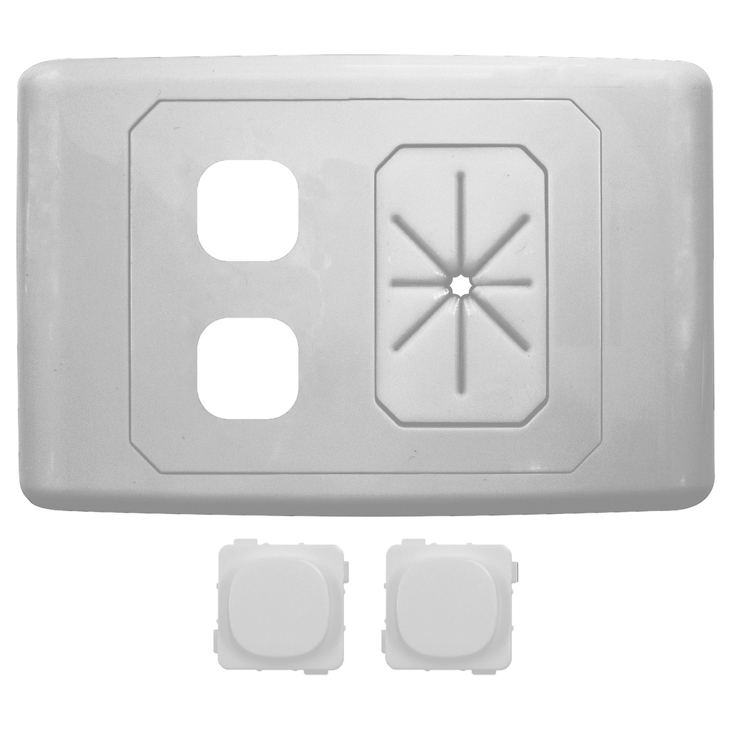 2 Way Outlet Plate w/Cable Management & 2 Blank Inserts
