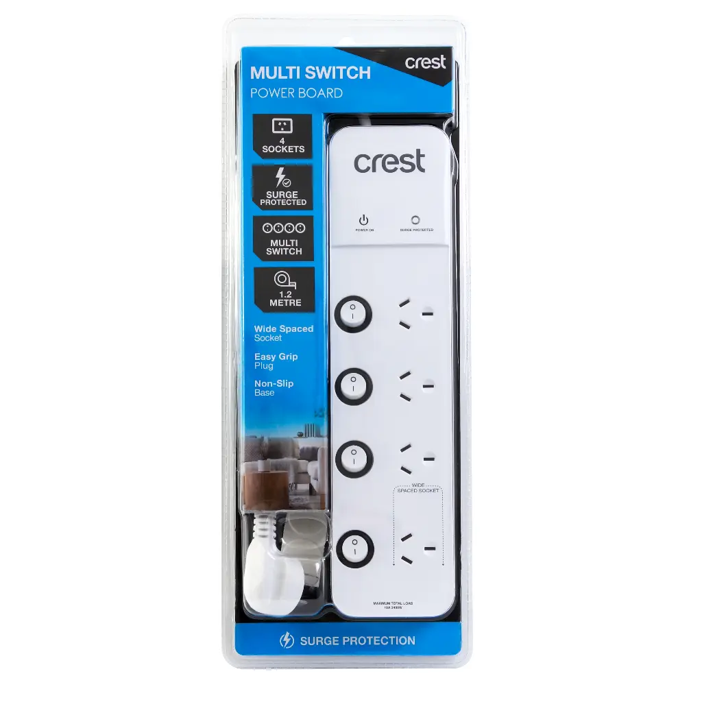 Crest 4 Socket Switched Socket Power Board