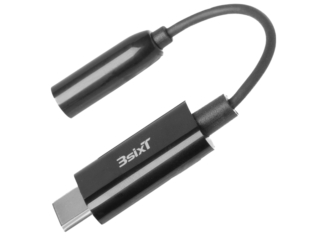 3SixT USB-C to 3.5mm Cable 10cm - Black