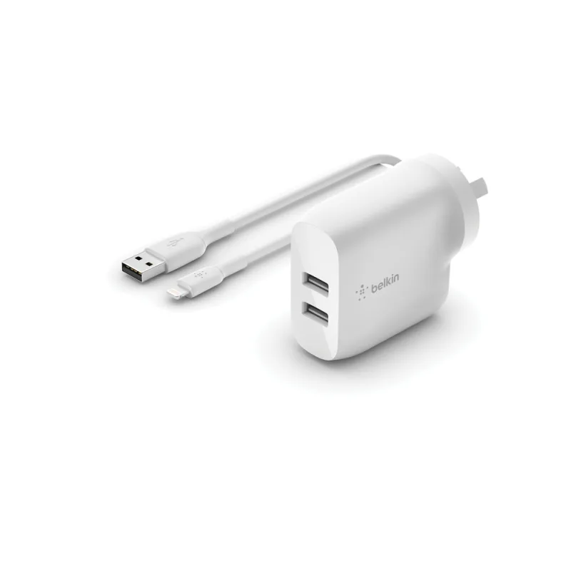 Belkin Dual USB Wall Charger w/1x Lightning USB Cable