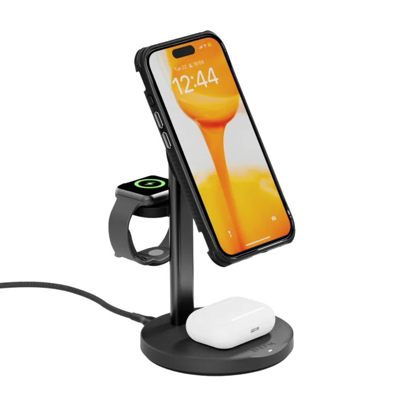 EFM FLUX 3-in-1 Wireless Charger w/Wall Charger - Black