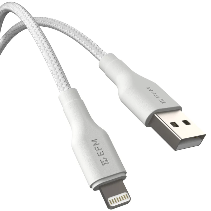 EFM USB-A to Lightning Braided 1M Cable - White