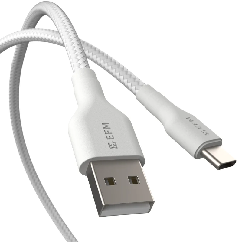 EFM USB-A to USB-C Braided 1M Cable - White *EOL*