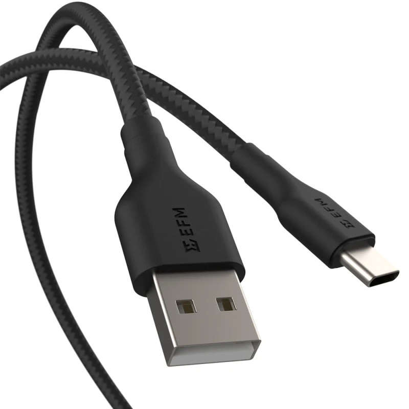 EFM USB-A to USB-C Braided 2M Cable - Black