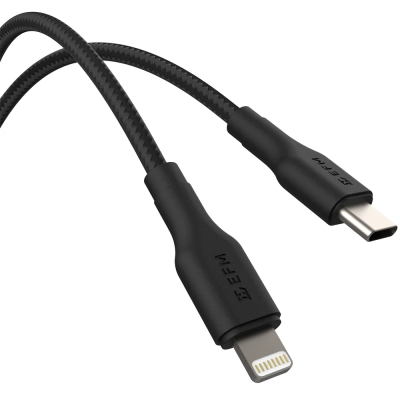 EFM USB-C to Lightning Braided 2M Cable - Black