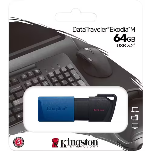 Kingston DataTraveler 64GB USB 3.2 (Gen 1) Type A USB Flash Drive - Black/Blue