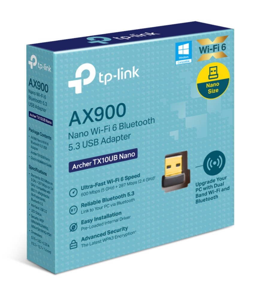 TP-Link Archer TX10UB Nano AX900 Nano Wi-Fi 6 + Bluetooth 5.3 USB Adapter