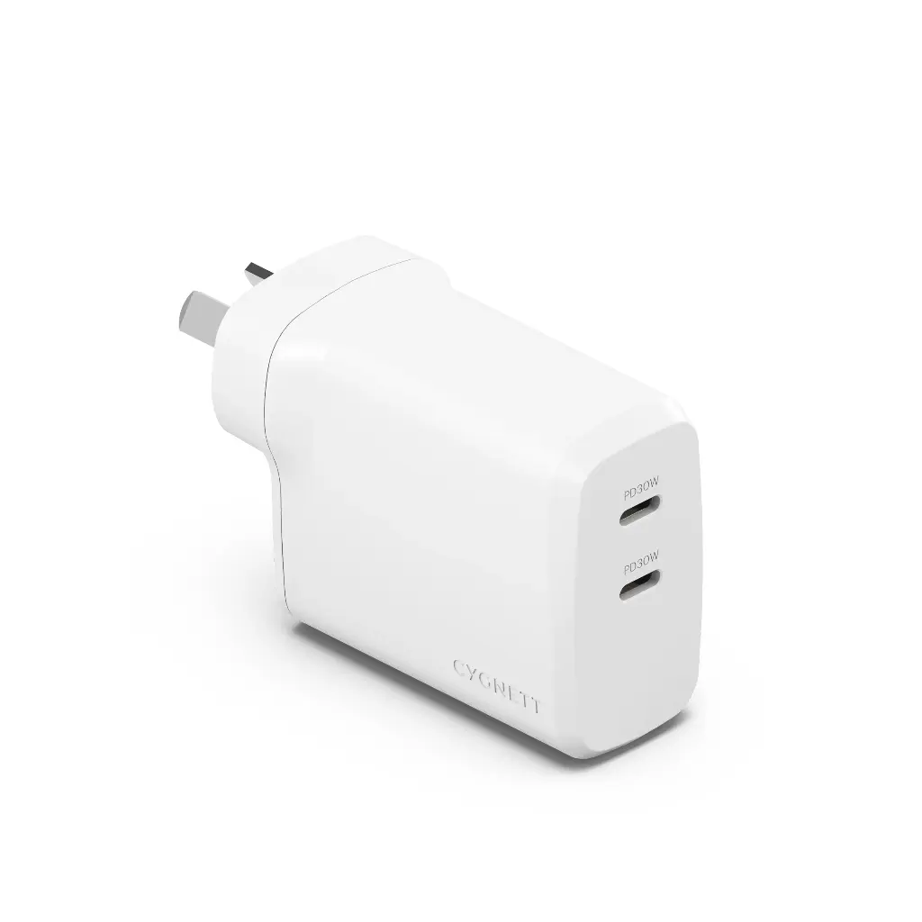 Cygnett PowerPlus 60W Dual USB-C Wall Charger - White