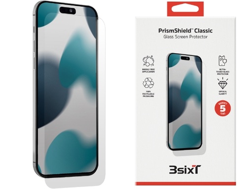 [3S-2558] 3sixT Classic Glass Screen Protector suits iPhone 16/15/15 Pro