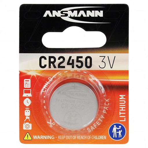 [CR2450-BP1(A)] Ansmann CR2450 Lithium Battery Coin Cell