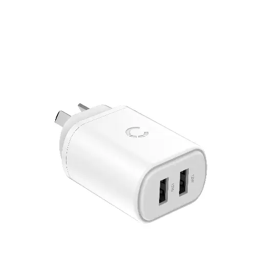 [CY3671PDWLCH] Cygnett 12W USB-A Dual Port Wall Charger - White