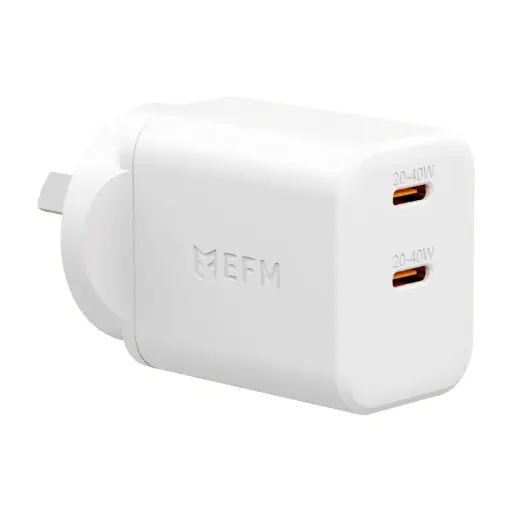 [EFPW40U932WHI] EFM ECO 40W Dual Port Wall Charger - White
