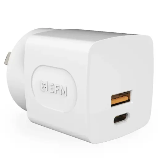[EFPW30U935WHI] EFM 30W Dual Port Wall Charger w/PD & PPS - White