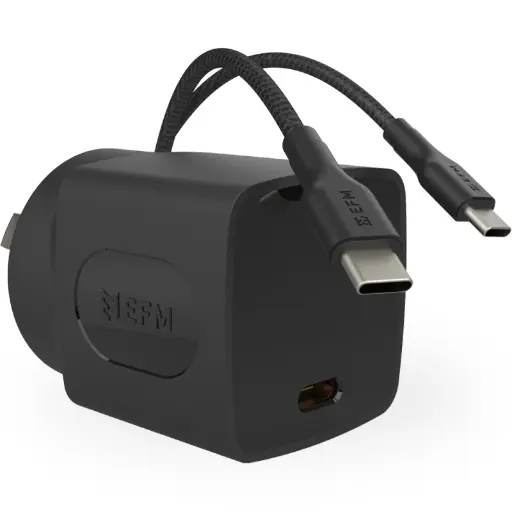 [EFPW35U934BLA] EFM 35W Wall Charger w/1.2M Type-C Braided Type-C Cable - Black