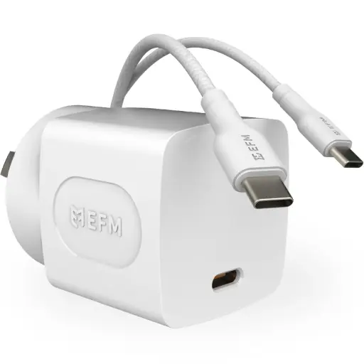 [EFPW35U934WHI] EFM 35W Wall Charger w/1.2M Type-C Braided Type-C Cable - White