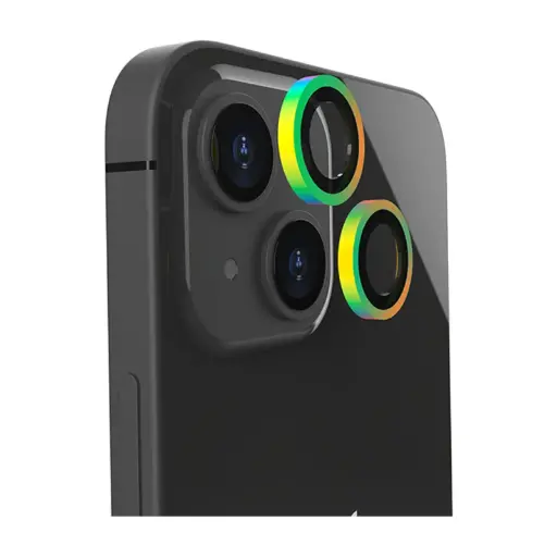 [EFSGCLAE1957RBW] EFM Camera Lens Armour for iPhone 14/iPhone 14 Plus - Rainbow