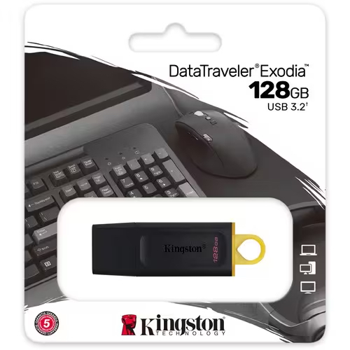 [DTX/128GB] Kingston DataTraveler 128GB USB 3.2 Drive - Black/Yellow
