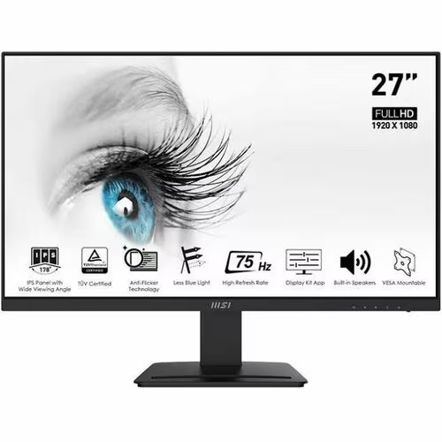 [PRO MP273A] MSI 27" IPS FHD Monitor (DP, HDMI & VGA Input) - Black