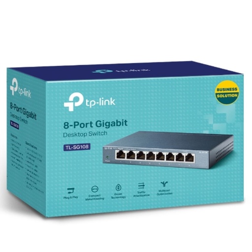 [TL-SG108] TP-Link 8 Port Gigabit Desktop Switch - Steel Case (Unmanaged)