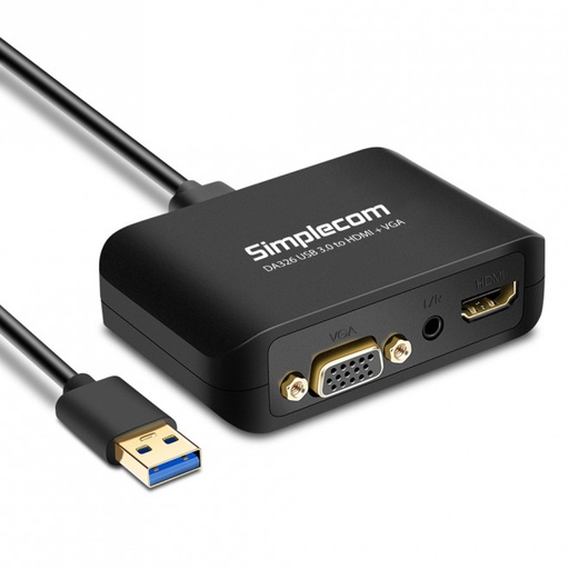 [DA326] Simplecom USB 3.0 to HDMI + VGA Adapter w/3.5mm Audio *EOL*