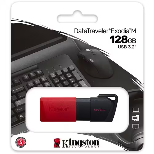 [DTXM/128GB] Kingston DataTraveler 128GB USB 3.2 (Gen 1) Type A USB Flash Drive - Red/Black