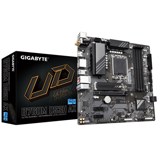 [GA-B760M-DS3H AX] Gigabyte B760M DS3H AX mATX Intel LGA 1700 M/B (DDR5)