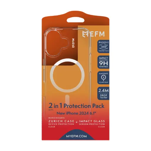 [EFCZBCS609CLE] EFM Zurich MagSafe + Screen Protector Bundle suits iPhone 16 - Clear *EOL*