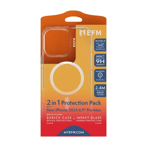 [EFCZBCS612CLE] EFM Zurich MagSafe + Screen Protector Bundle suits iPhone 16 Pro Max - Clear
