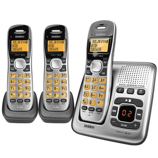 [DECT1735+2] Uniden DECT 1735 Cordless Phone System 3x Handsets w/Answering Machine