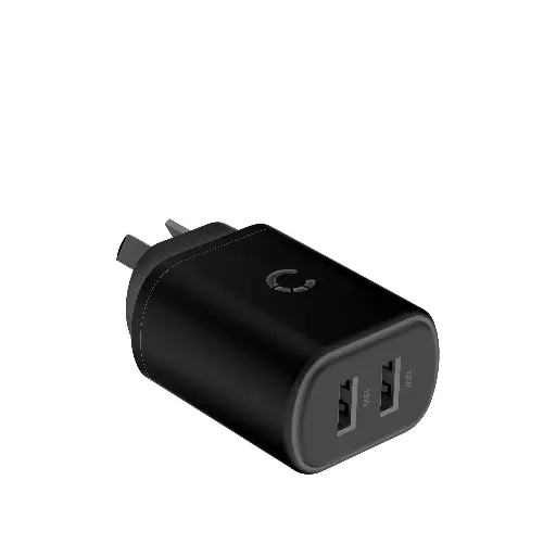 [CY3672PDWLCH] Cygnett PowerPlus 12W USB-A Dual Port Wall Charger - Black